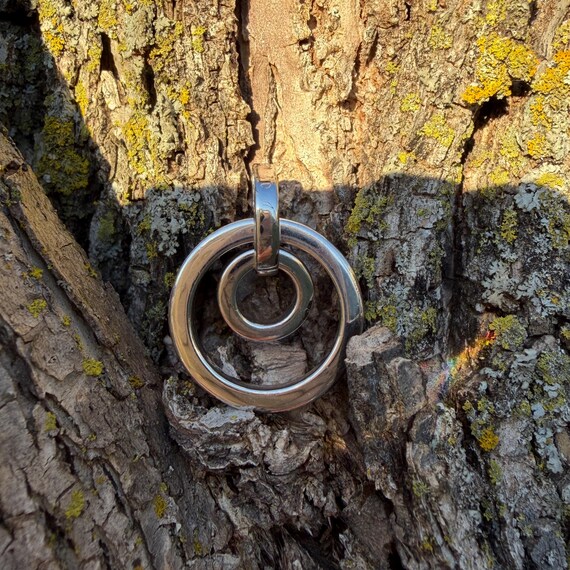 Vintage Sterling Silver Interlocking Double Circl… - image 5