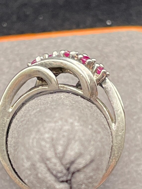 Sterling Silver Ruby Bypass Ring Size 7 - image 11
