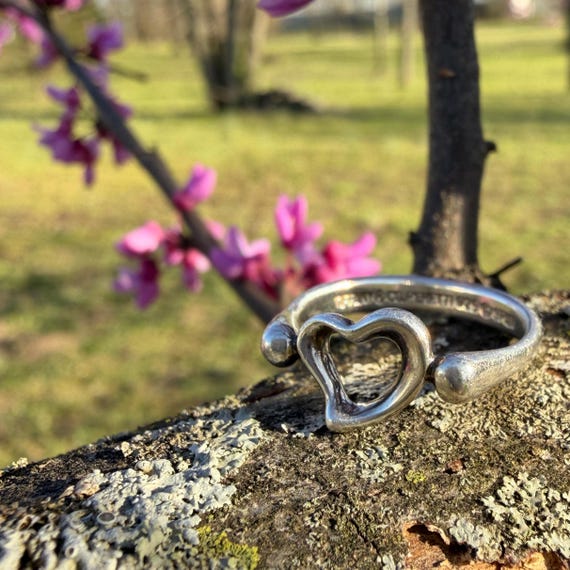 アクセサリー Tiffany & Co. Heart Ring Silver 925 K18 Vintage Sterling Silver Tiffany & Co. Elsa Peretti Open Heart Ring