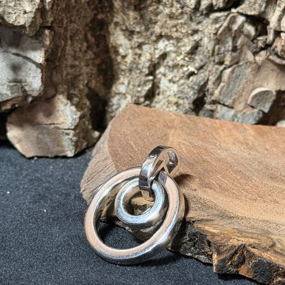 Vintage Sterling Silver Interlocking Double Circl… - image 7