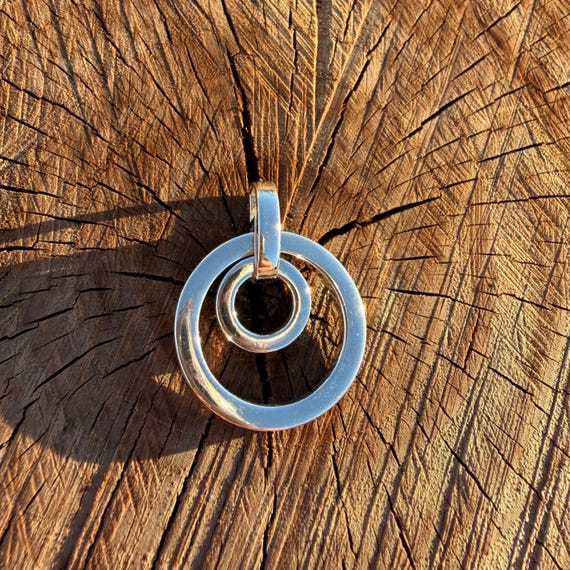 Vintage Sterling Silver Interlocking Double Circl… - image 2