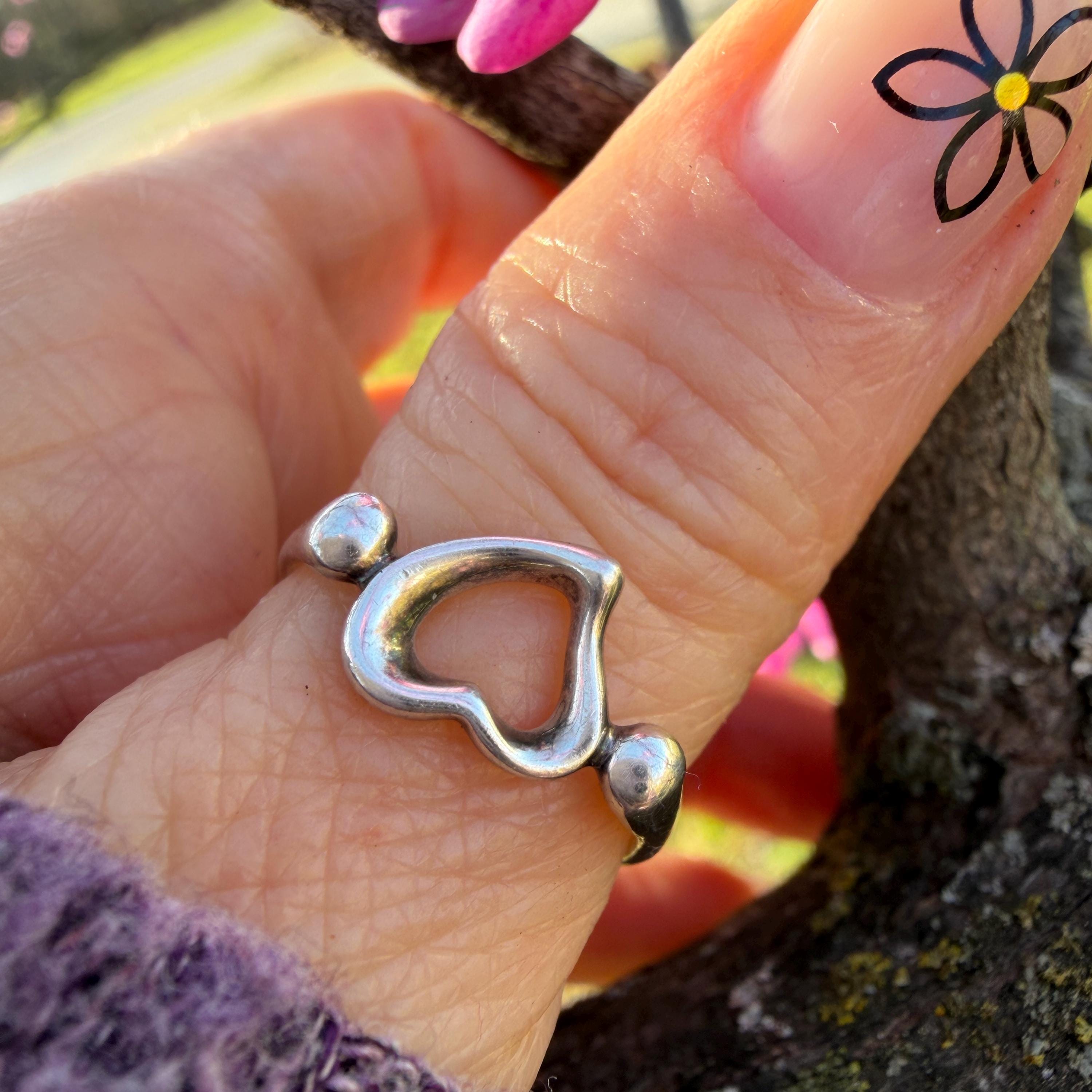 Vintage Sterling Silver Tiffany & Co. Elsa Peretti Open Heart Ring