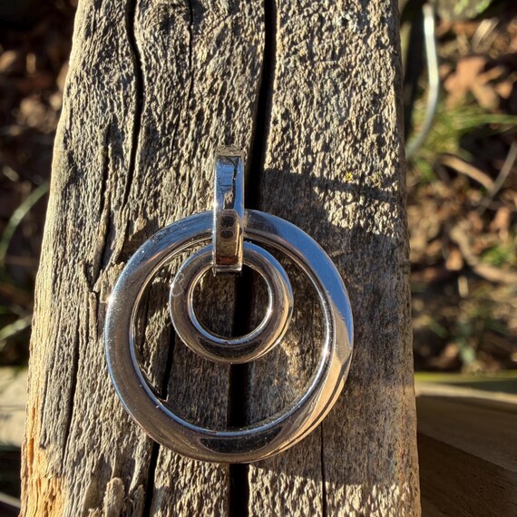 Vintage Sterling Silver Interlocking Double Circl… - image 12