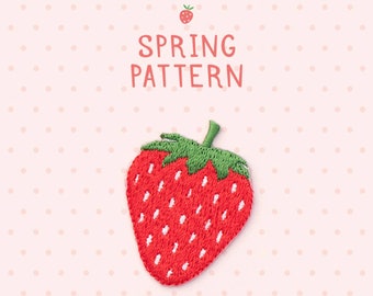 Strawberry patch, iron on patch, cute patch, patch for hat, patch for jacket, patch for clothing,iron on strawberry, embroidered strawberry