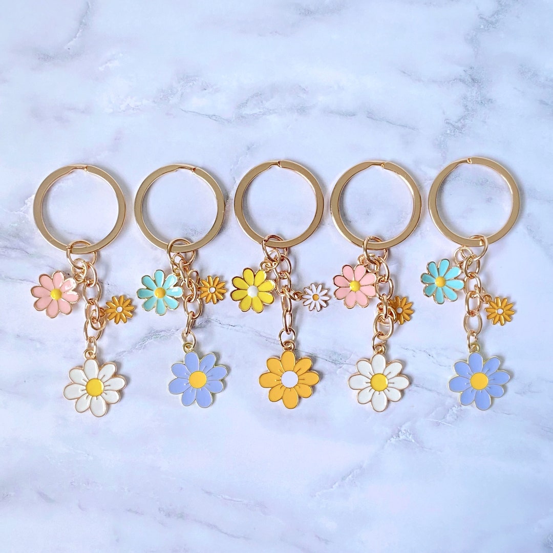 Flower Keychain Daisy Keyring Aesthetic Flower Keychain Flower Charm