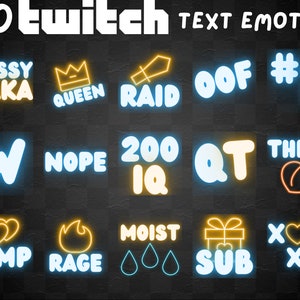 Neon Twitch Emotes | Twitch & Discord Emotes Bundle | F No U Ban Memes Funny Kawaii Cute Thicc uwu rip simp pog daddy sub hype sheesh MOIST