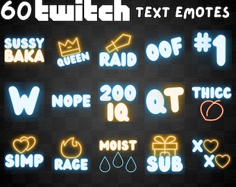 Neon Twitch Emotes | Twitch & Discord Emotes Bundle | F No U Ban Memes Funny Kawaii Cute Thicc uwu rip simp pog daddy sub hype sheesh MOIST