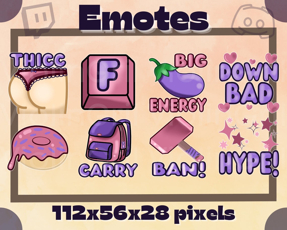 Cute Emotes Pack | Booty, Hype, Lurk | Twitch, Discord, Facebook ...