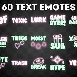 Neon Twitch Emotes | Twitch & Discord Emotes Bundle | F No U Ban Memes Funny Kawaii Cute Thicc uwu rip simp pog daddy sub hype sheesh MOIST