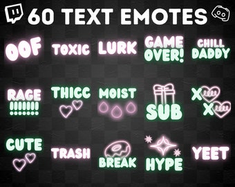 Lot de 60 émoticônes néon : Twitch et Discord (téléchargement numérique)