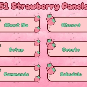 Strawberry Twitch Panels: 51 Kawaii Stream Overlays (Digital Download)