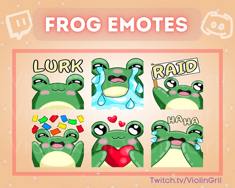 Frog Emotes Twitch & Discord Emotes Bundle Cute Kawaii Etsy