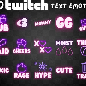 Neon Twitch Emotes | Twitch & Discord Emotes Bundle | F No U Ban Memes Funny Kawaii Cute Thicc uwu rip simp pog daddy sub hype sheesh MOIST