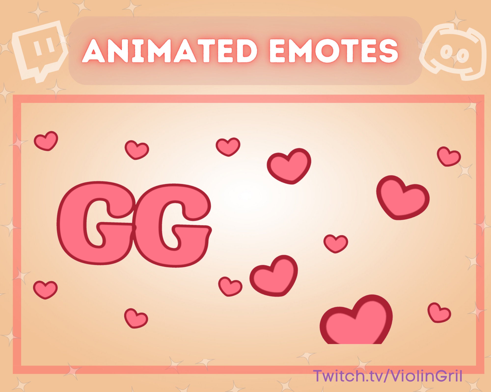 10 Animated Emotes Pink Heart Emotes Flashing Hype, Raid, Let's Go