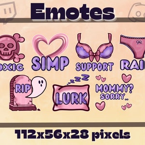 Pacchetto da 15 Emotes / Booty, Thicc, Hype, Carry, Mommy Sorry, Lurk, RIP, Donut / Emotes Discord / Emotes Youtube / Emotes Facebook / Emotes carine