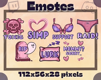 15 Emotes Pack | Booty, Thicc, Hype , Carry, Mommy Sorry, Lurk, RIP, Donut | Discord Emotes | Youtube Emotes | Facebook Emotes | Cute Emotes