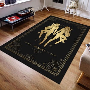 Gemini Stern Tarot Karte Teppich, Gemini Stern Teppich, Goldenes Zeichen Teppich, Tarot Teppich, Goldener Teppich, Jugend Geschenk Teppich, Teppich für Geschenk, Tarot Fan Geschenk