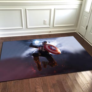Captain America Rugs, Captain America, Kids Room Rug, Kids Decor, Gift For Him, Boy Room Rug, Non Slip Floor Carpet, Popular, Gift Rug