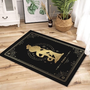 Alfombra de cartas del tarot de la estrella de Virgo, alfombra de la estrella de Virgo, alfombra del signo dorado, alfombra del tarot, alfombra dorada, alfombra, alfombra de regalo para adolescentes, alfombra para regalo, regalo para fanáticos del tarot