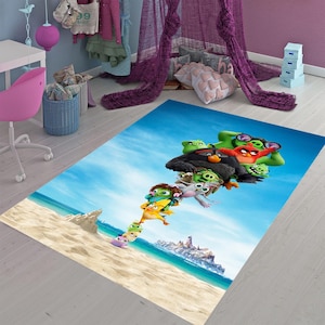 Angry Rug, Vogelteppich, Kinderzimmerteppich, Geschenkteppich, Cartoon Teppich, Kinderteppich, Kinderteppich