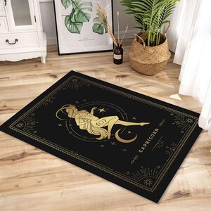 Alfombra de cartas del tarot Capricornio, alfombra de la estrella Capricornio, alfombra del signo dorado, alfombra del tarot, alfombra dorada, alfombra, alfombra de regalo para adolescentes, alfombra para regalo, regalo para fanáticos del tarot