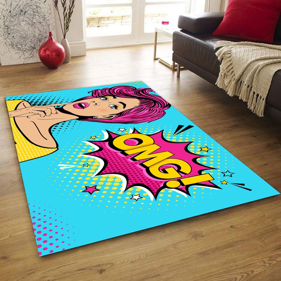 Colorful Rug Sticker OMG Pop Art Rug, OMG Rug, Populer Rug, Sticker Art Rug, Art Rug, Gift ...