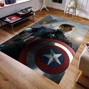 Tappeto Captain America Marvel, tappeto Avengers, tappeto per ragazzi, tappeto per amanti dei cartoni animati, tappeto regalo per bambini, tappeto per giocatori, tappeto per bambini, tappeto grande per bambini