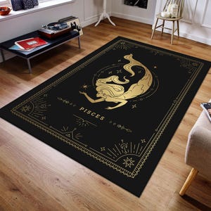 Pisces Stern Tarot Karte Teppich, Pisces Stern Teppich, Goldenes Zeichen Teppich, Tarot Teppich, Goldener Teppich, Teenager Geschenk Teppich, Teppich für Geschenk, Tarot Fan Geschenk