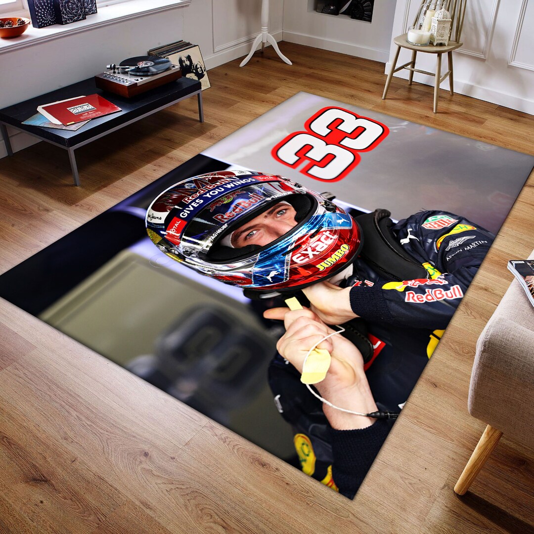 Max Verstappen Rug F1 Rug Gift Custom Logo Rug Living Room Etsy