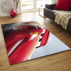 McQuenn ラグ、McQuenn Cars ホームラグデコレーション、キッズルームラグ、子供用ラグ、キッズラグ、レーシングラグ、子供へのギフト、キッズルームデコレーション