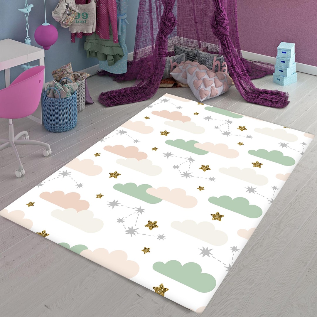 Cloud Pattern Rug Cloud Pattern Kidsroom Rug, Cloud Nursery Rug, Kids Gift Rug, Rug for ...