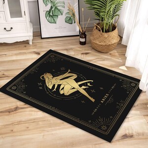 Alfombra de cartas del tarot de la estrella de Aries, alfombra de la estrella de Aries, alfombra del signo dorado, alfombra del tarot, alfombra dorada, alfombra, alfombra de regalo para adolescentes, alfombra para regalo, regalo para fanáticos del tarot
