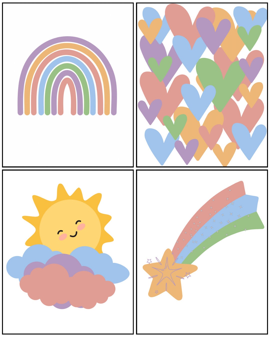 INSTANT DOWNLOAD Set of 4 Wall Art Set, Printable Art, Girls Room Decor ...