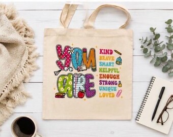 You are… Affirmation Canvas Tote mit lebendigen Farben für Lehrer, Mitarbeiter, Freunde, Schüler