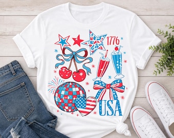 Softstyle USA Bunt Rot Weiß & Blau T-Shirt, Unisex Gildan Softstyle