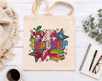 Canvas Tote mit kräftigen Farben für Lehrer, Kollegen, Freunde