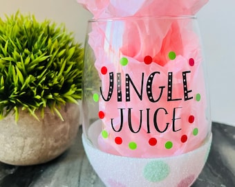 Jingle Juice Peek-A-Boo Stemless Glitter Weinglas