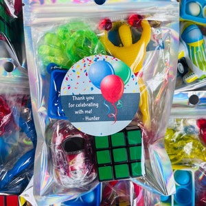 Fidget-gunstpakket verjaardagsfeestje, fidget-feestgunsten, fidget-pack, cadeaus in de klas, hand-outs kinderverjaardag, gunsten, kousvuller