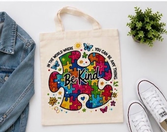 Autism Awareness Canvas Totes mit lebendigen Farben für Lehrer, Mütter, Betreuer