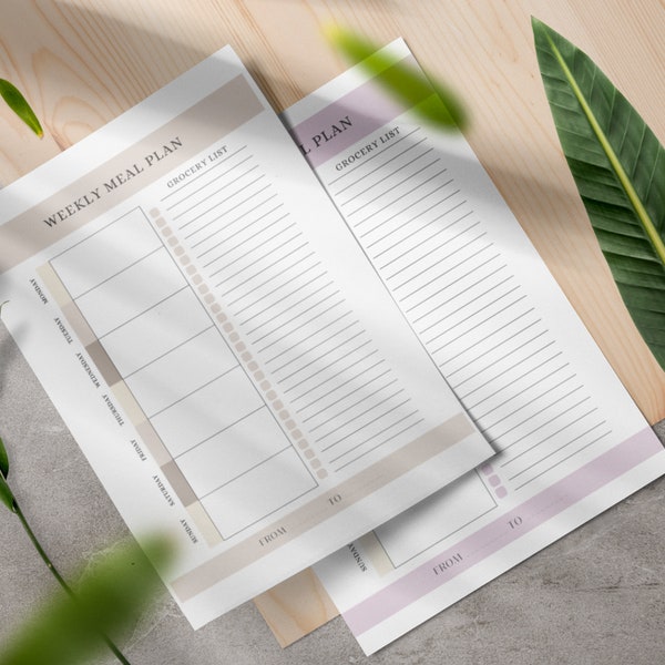 INSTANT DOWNLOAD  Printable Download Weekly Menu Planner Template | Grocery List Printable | Organization Tools | Meal Planner