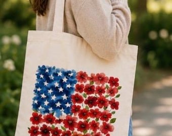 Floral Flagge Canvas Tote mit lebendigen Farben für Mütter, Mitarbeiter, Freunde