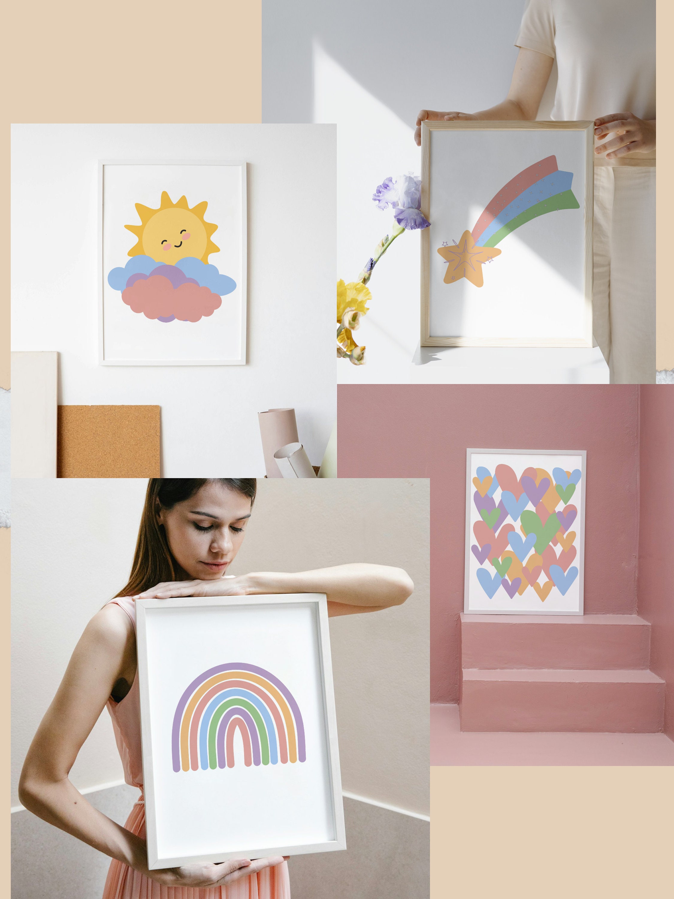 INSTANT DOWNLOAD Set of 4 Wall Art Set, Printable Art, Girls Room Decor ...