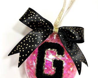 BEST SELLER - Chenille Brief Ornament, Weihnachten Initial Ornament, irisierende Lametta Scheiben Ornamente, Geschenkbörse, Mädchen Geschenk, beste Freundin