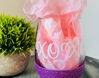 XOXO Peek-A-Boo Stemless Glitter Weinglas