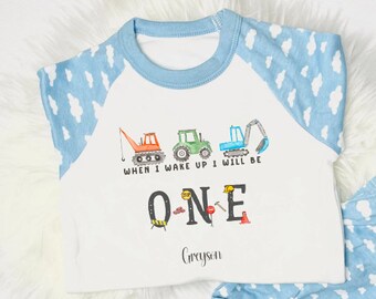 Boys Tractor Birthday Pyjamas | Personalised Boys Digger Birthday Pyjamas | When I Wake Up I Will Be | Birthday Gift for Boys