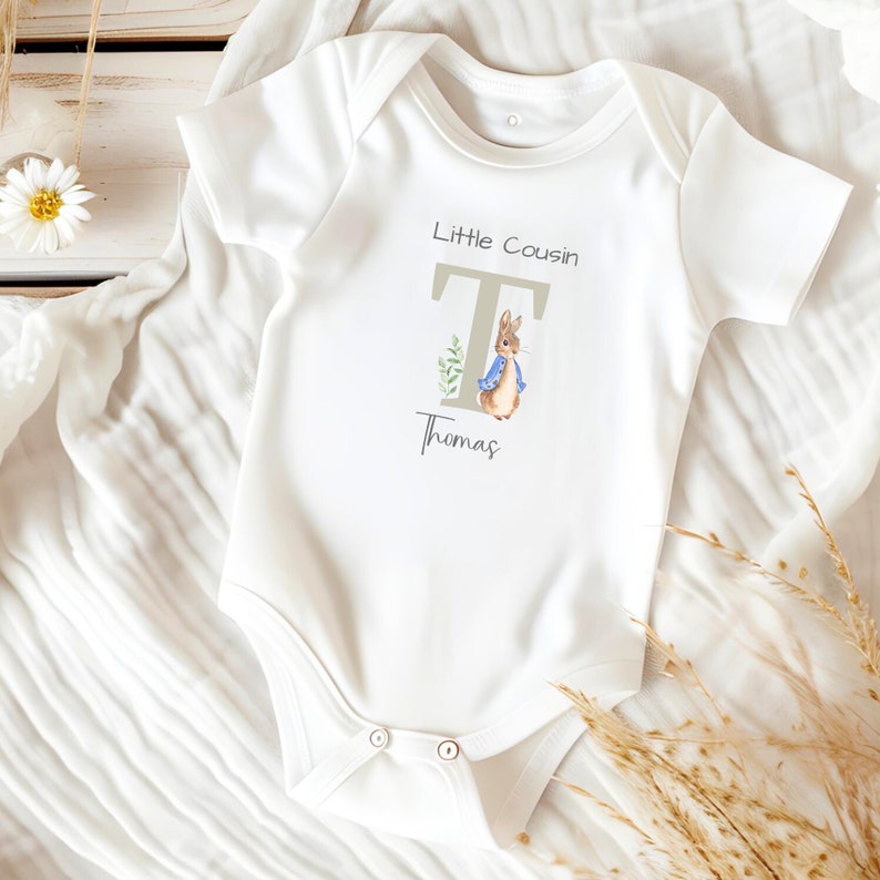 Big Cousin Little Cousin Jumpers Personalised Cousin Matching Bunny Sweatshirts New Baby Announcement Gift for Cousins image 8