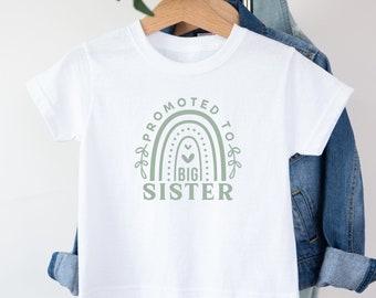 Promoted To Big Sister T-shirt | Green Rainbow Big Sister T-shirt | Big Sister Announcement | Baby Announcement | Pregnancy Announcement