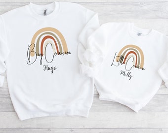 Big Cousin Little Cousin Jumpers | Personalised Cousin Sweaters | Baby Announcement | New Baby Cousin | Gift for Girls | Gift for Boys
