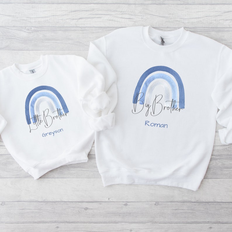 Big Brother Little Brother Matching Jumpers Personalised Boys Sweatshirt Gift For Boys Twinning Baby Announcement Sweatshirt image 1