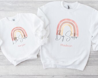 Big Sister Little Sister Matching Jumpers | Girls Personalised Sweatshirt | Gift For Girls | Big Sister Baby Announcement | Twinning